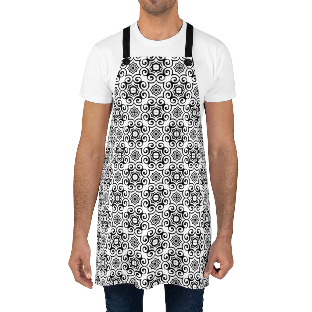 Black & White Floral Scroll - Kitchen Chef Apron