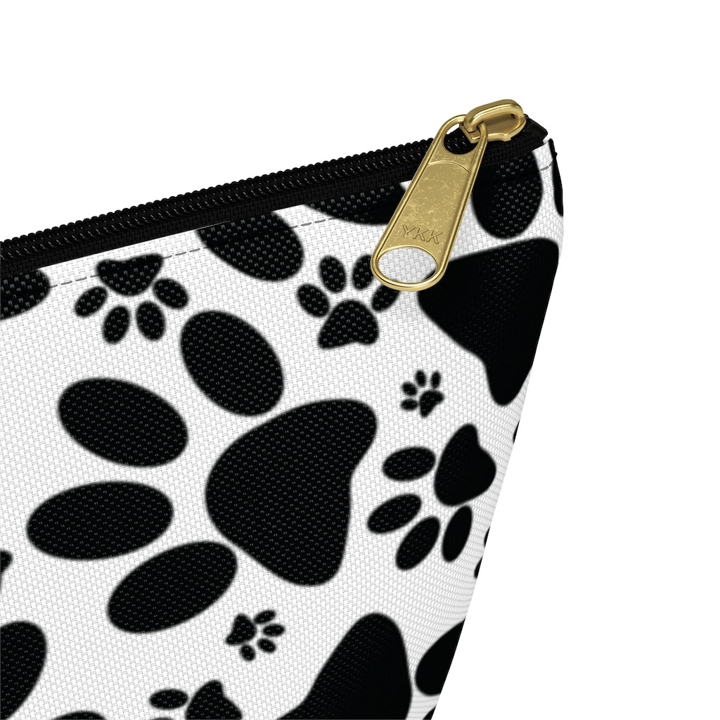 Stealthy Tracks: Black Animal Paw Prints - Makeup & Accessory Bag 2 Sizes