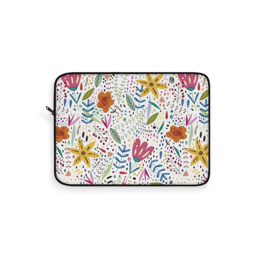 Springtime Splendor: Hand-Drawn Flowers Bursting with Vibrant Colors Design - Laptop or Ipad Protective Sleeve 3 Sizes