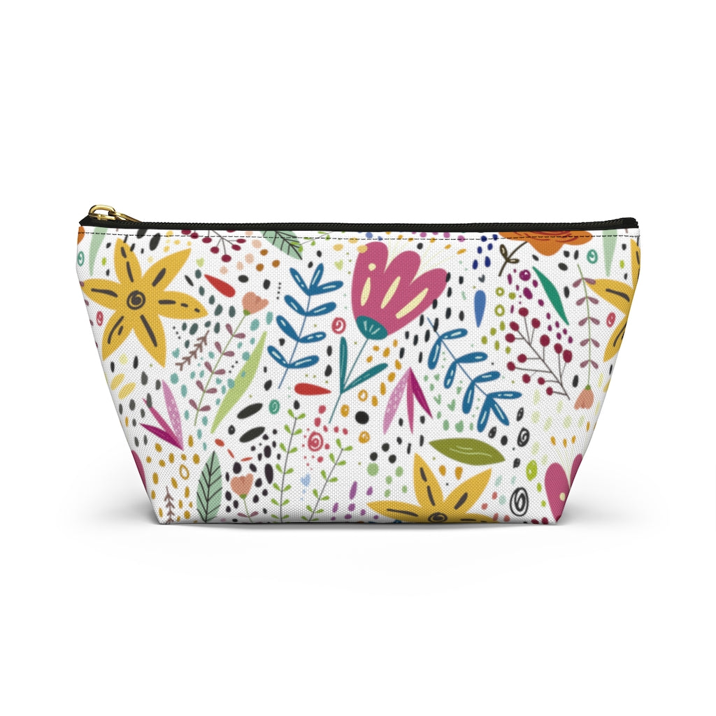 Springtime Splendor: Hand-Drawn Flowers Bursting with Vibrant Colors Design  - Makeup & Accessory Bag 2 Sizes