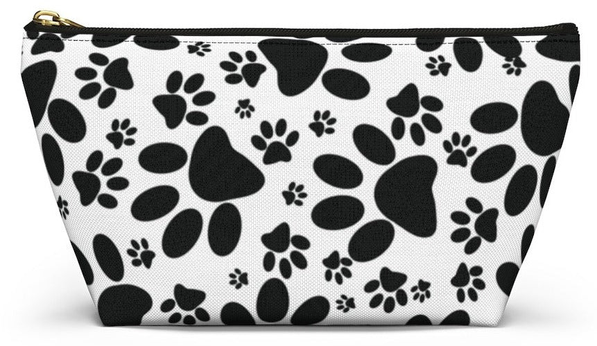 Stealthy Tracks: Black Animal Paw Prints - Makeup & Accessory Bag 2 Sizes