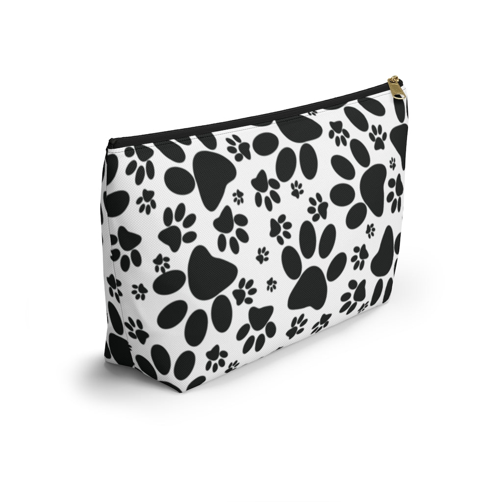 Stealthy Tracks: Black Animal Paw Prints - Makeup & Accessory Bag 2 Sizes