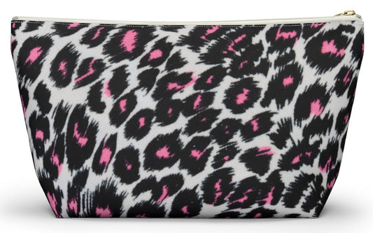 Fierce Femininity Pink and Black Leopard Print - Makeup & Accessory Bag 2 Sizes