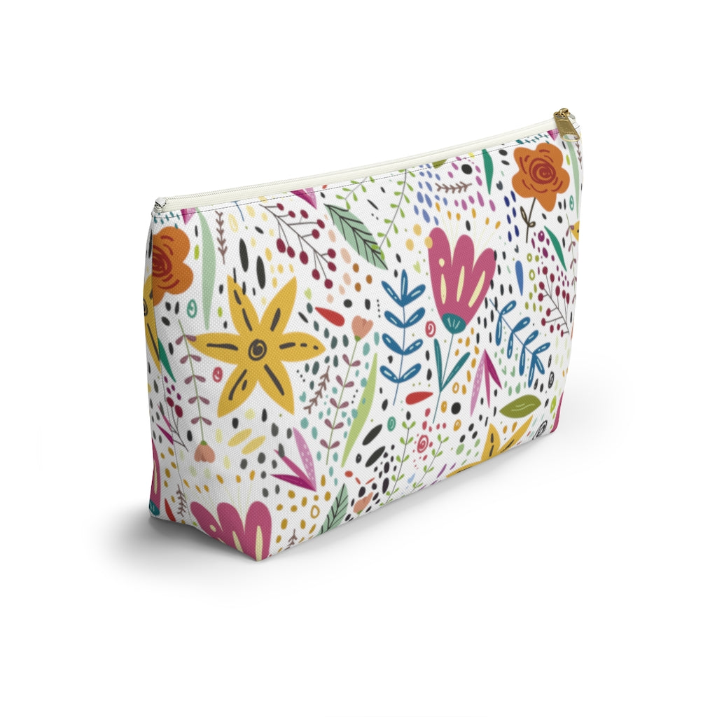 Springtime Splendor: Hand-Drawn Flowers Bursting with Vibrant Colors Design  - Makeup & Accessory Bag 2 Sizes