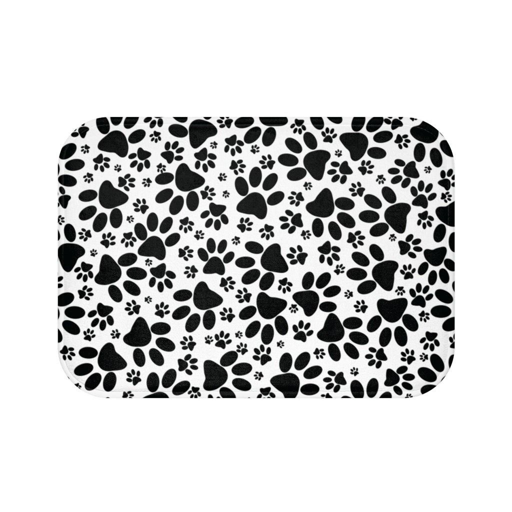 Stealthy Tracks: Black Animal Paw Prints  - Bathroom Non-Slip Mat 2 Sizes