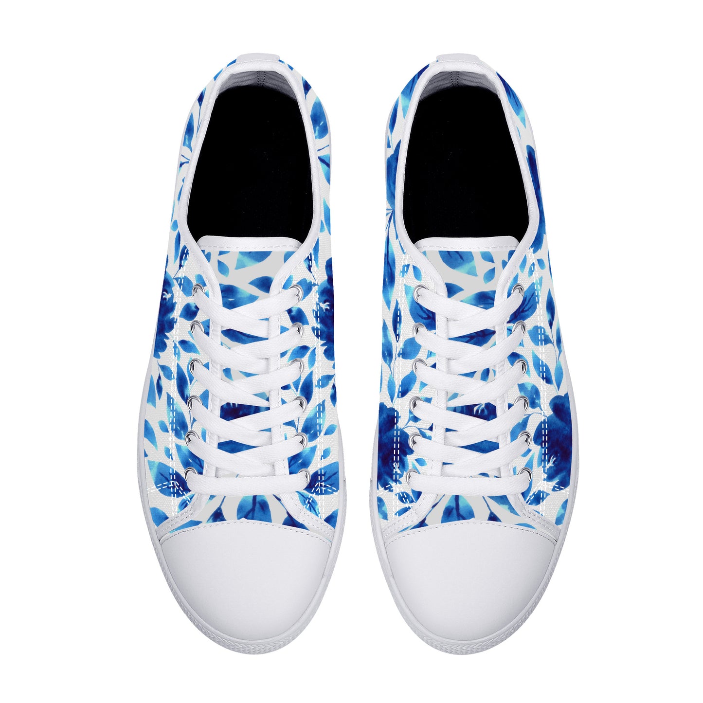 Springtime Blues Floral Print Canvas Sneakers