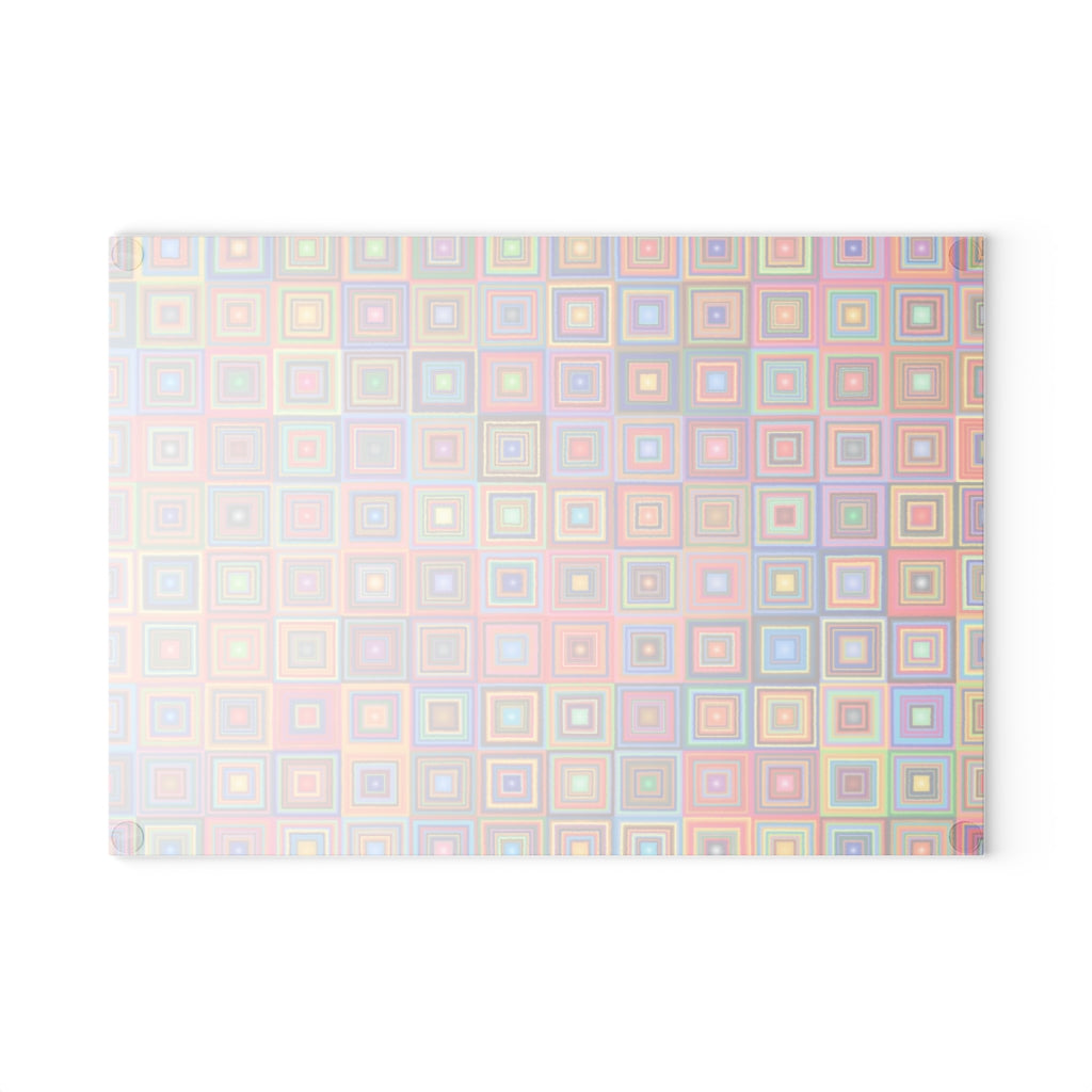 Rainbow Squares - Glass Cutting Board  8" x 11" and 11" x 15"