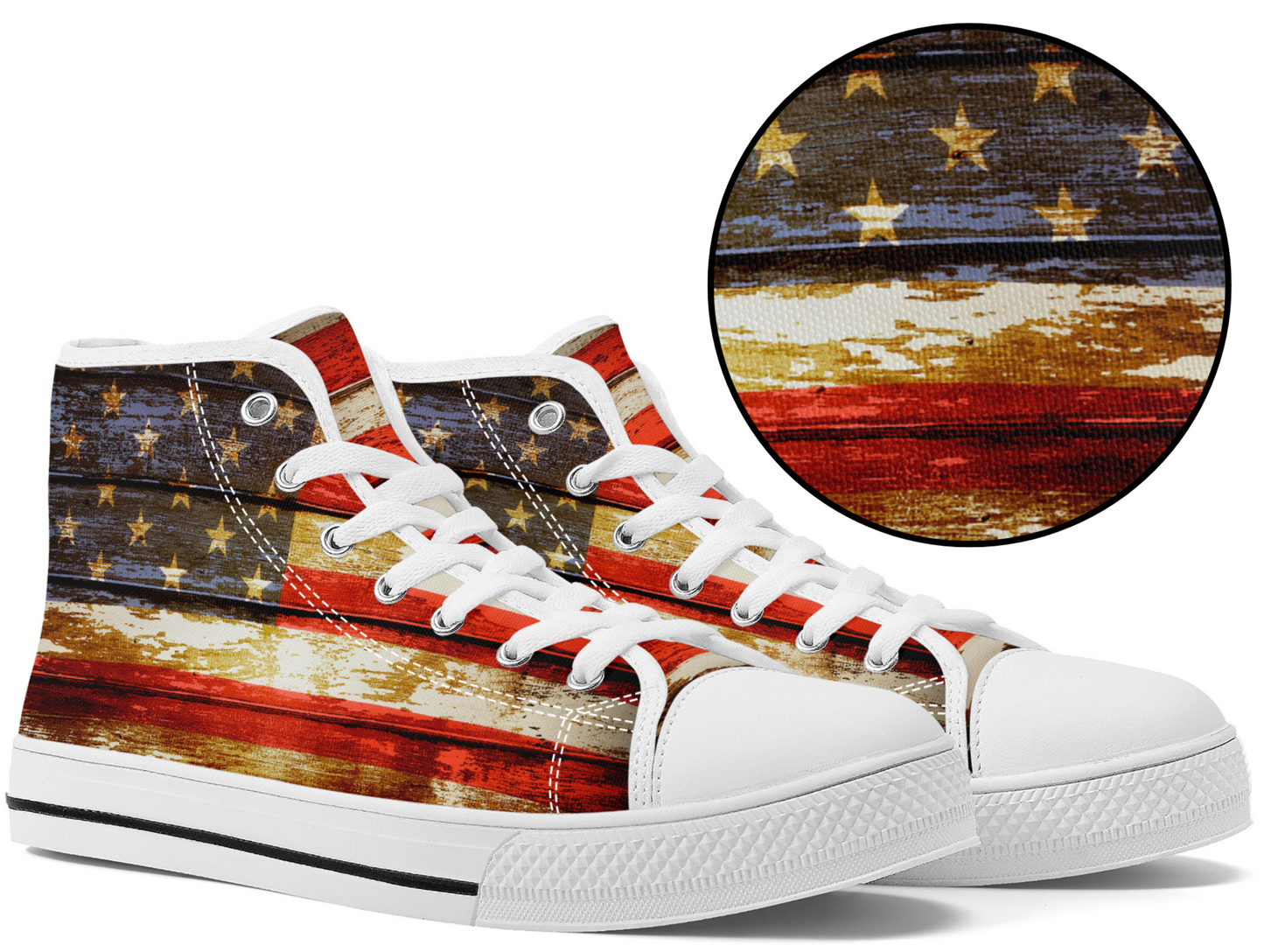 Patriotic American Flag Converse Style High Tops