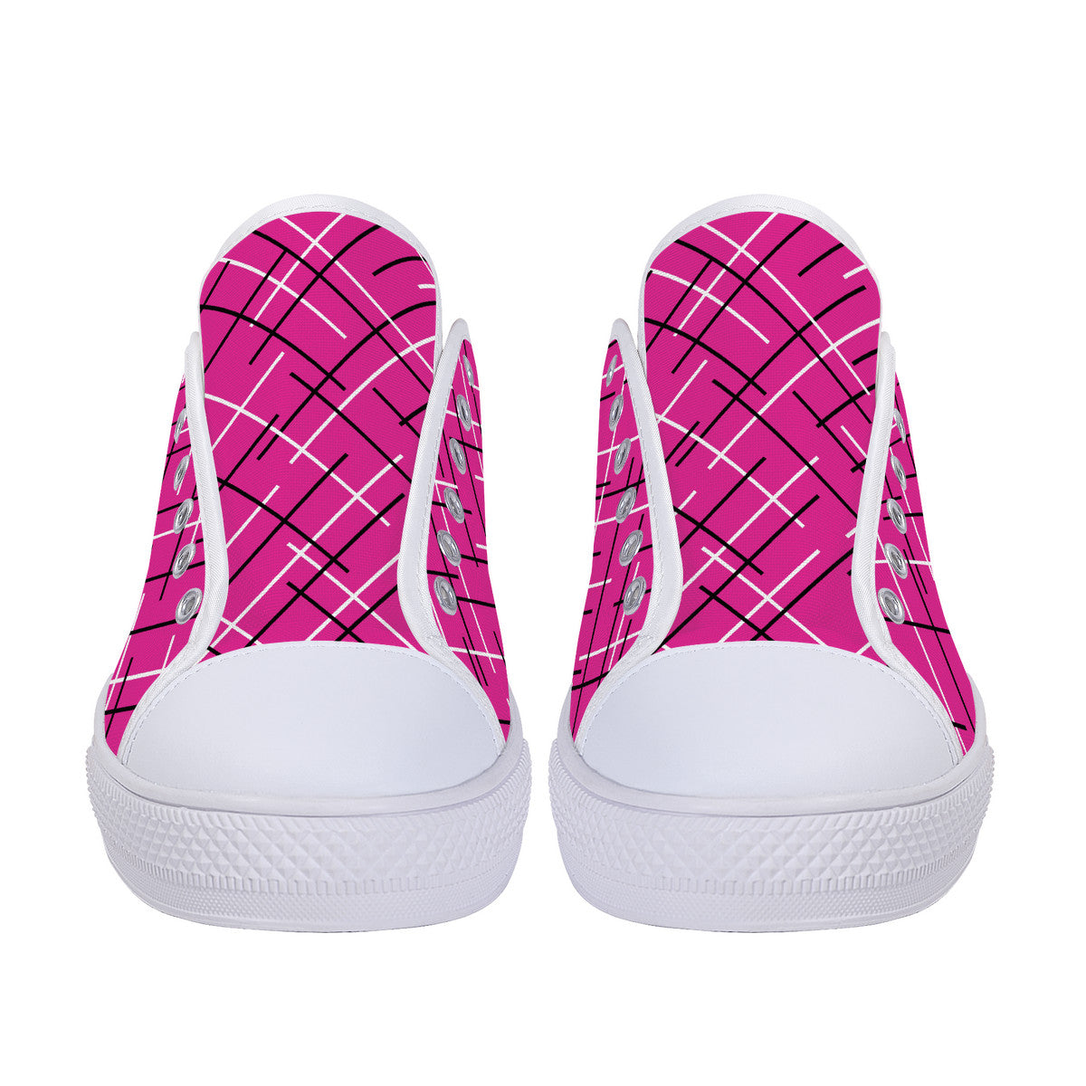 Unisex Low Top Canvas Shoes with Hot Pink Abstract Design