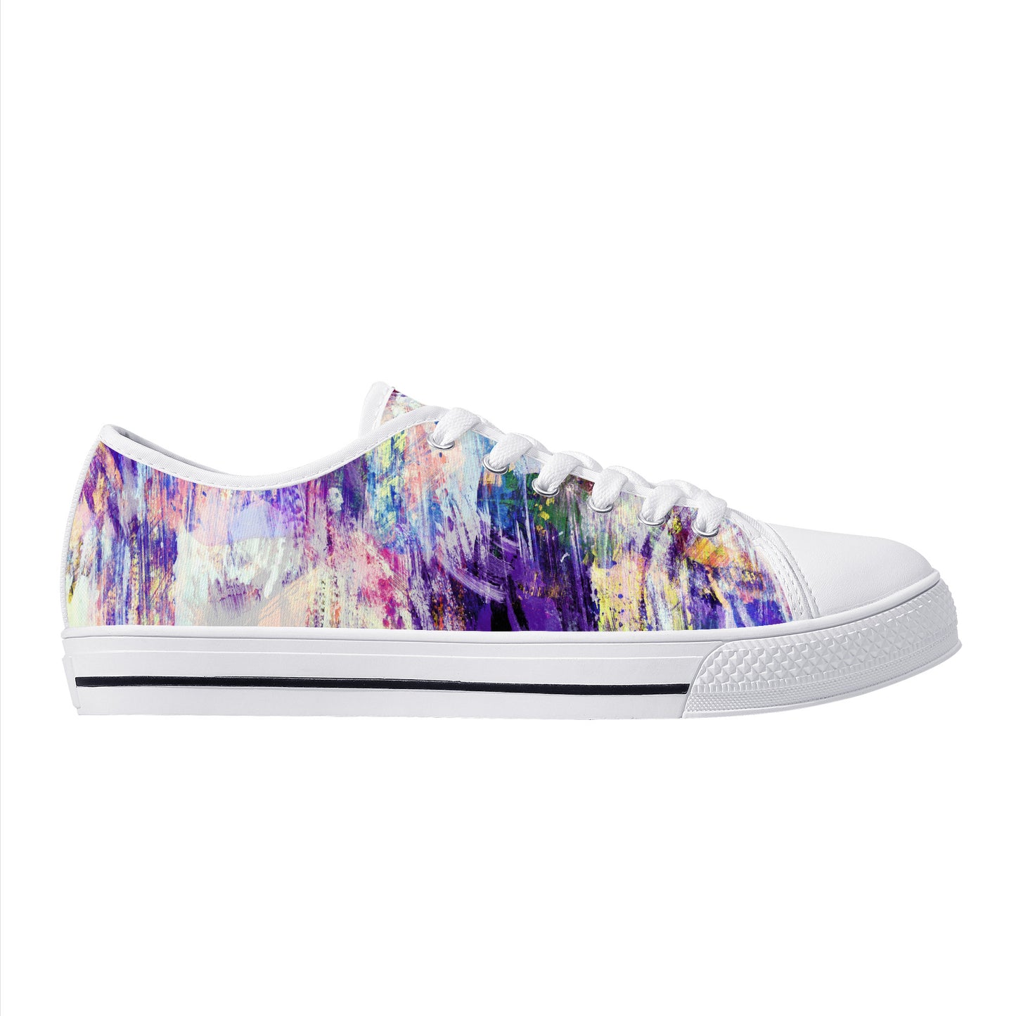 Purple Spring Abstract Print Canvas Sneakers