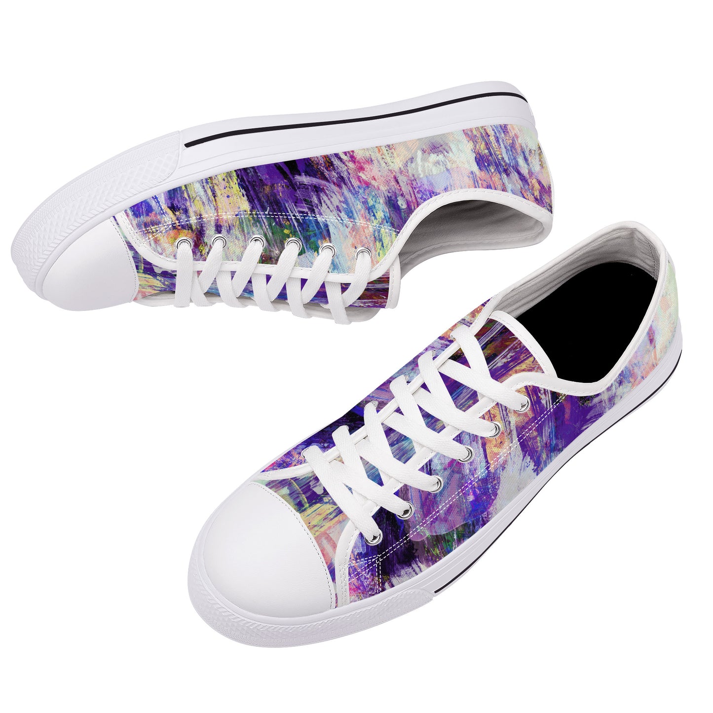 Purple Spring Abstract Print Canvas Sneakers