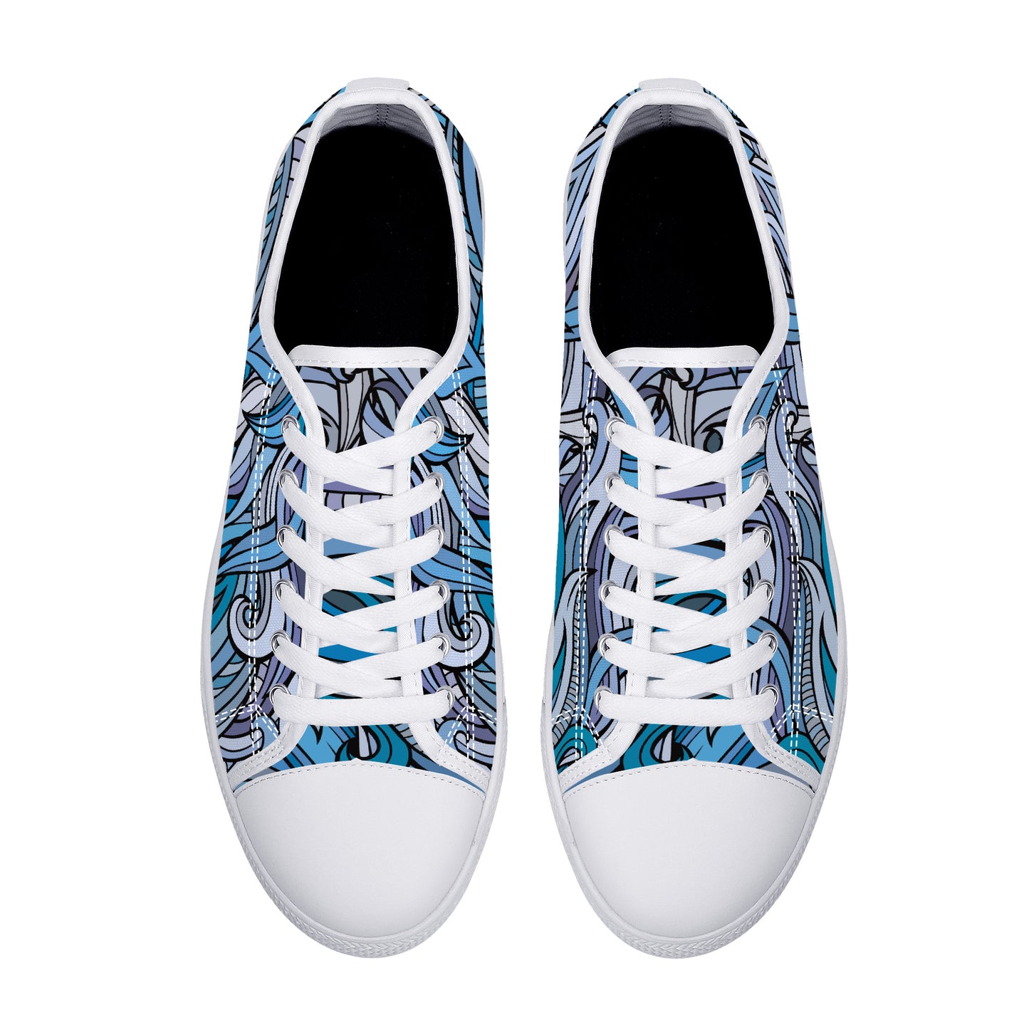 Blue Ocean Swirls Canvas Sneakers