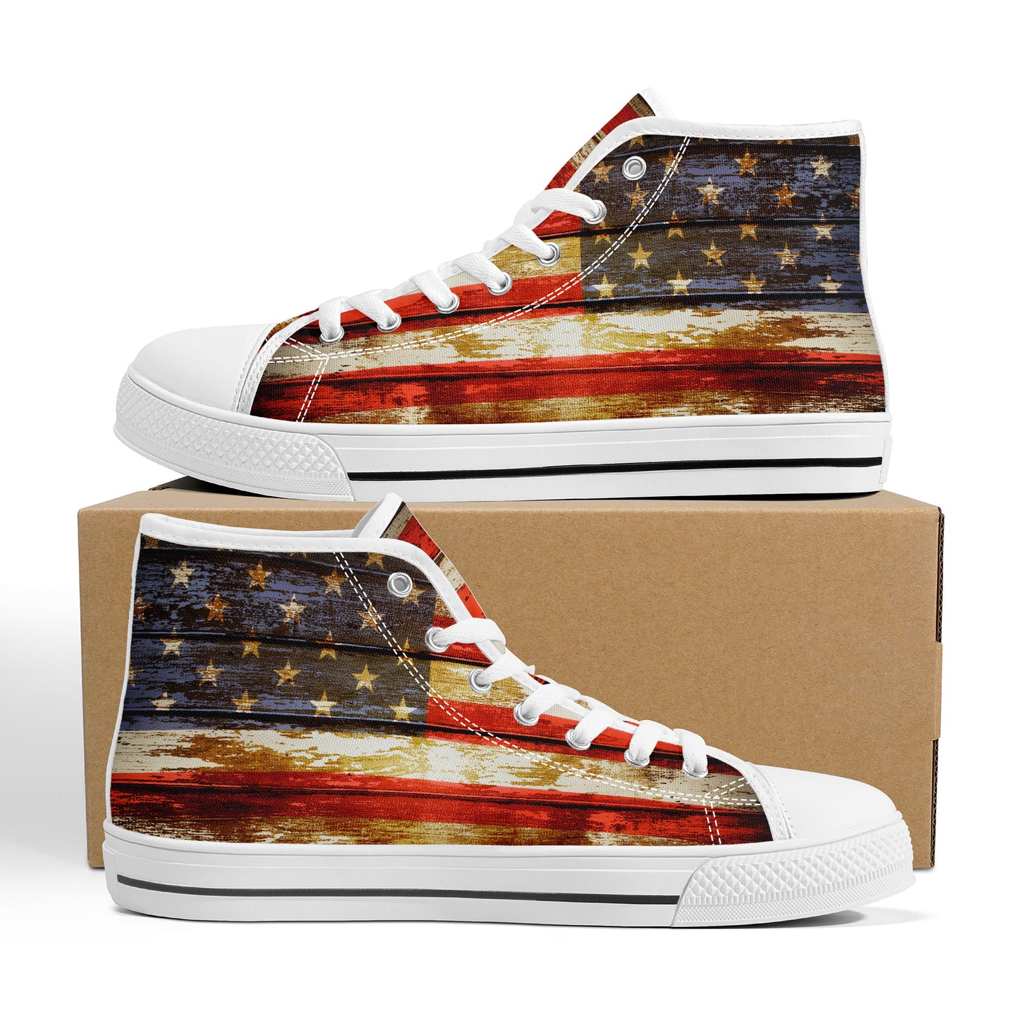 Patriotic American Flag Converse Style High Tops