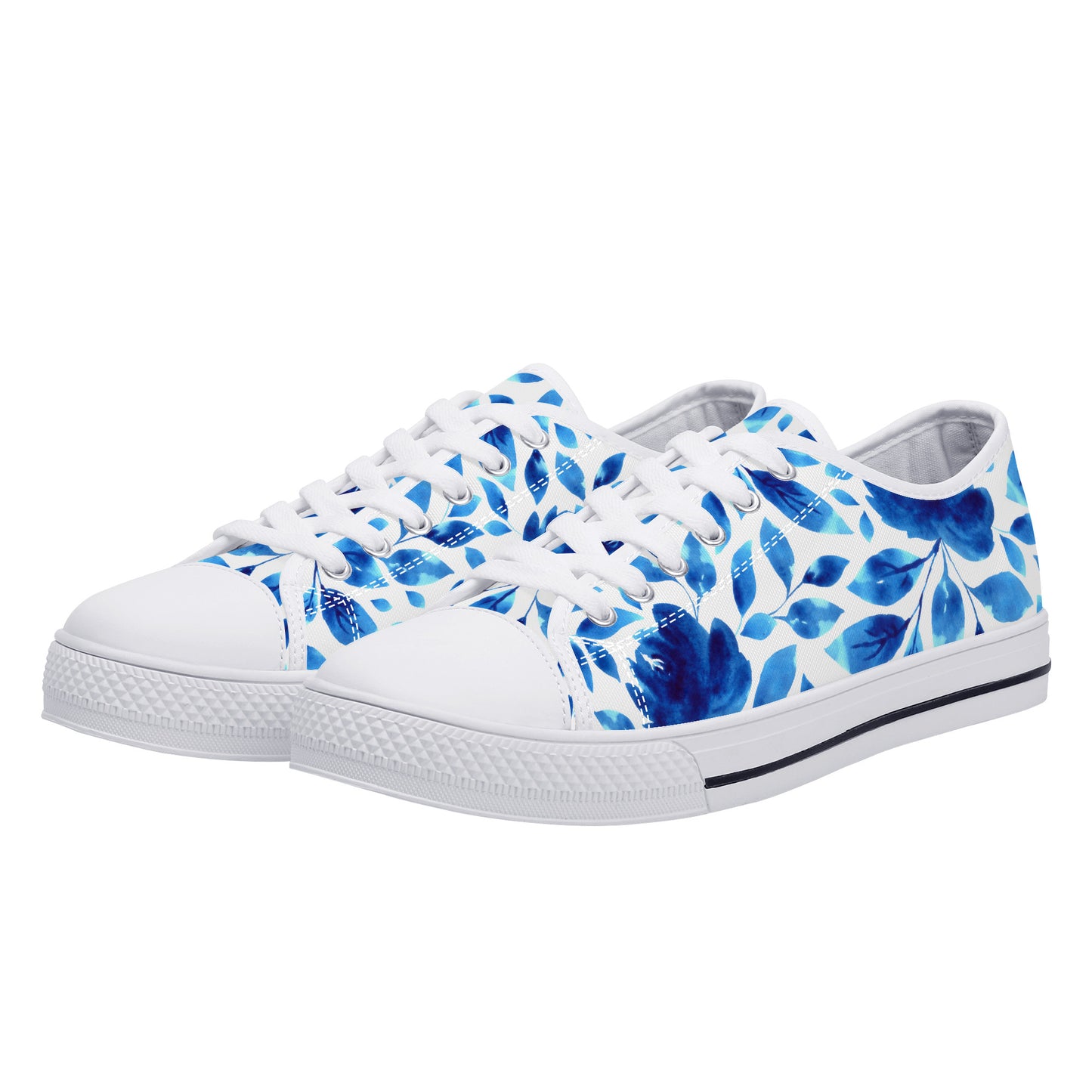 Springtime Blues Floral Print Canvas Sneakers