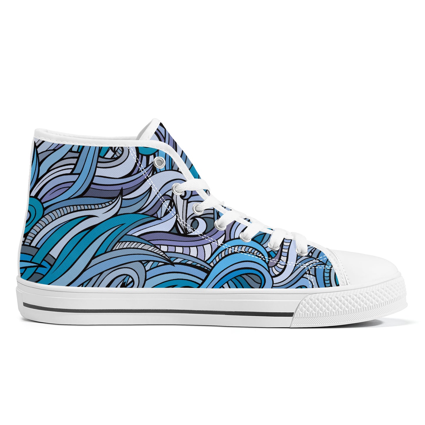 Blue Ocean Swirls Converse Style High Tops