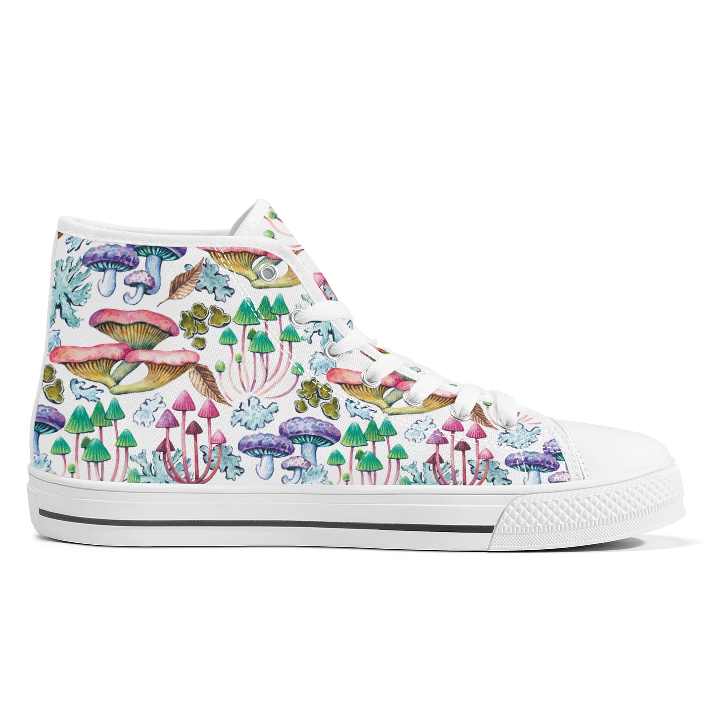 Psychedelic Mushroom Garden Converse Style High Tops