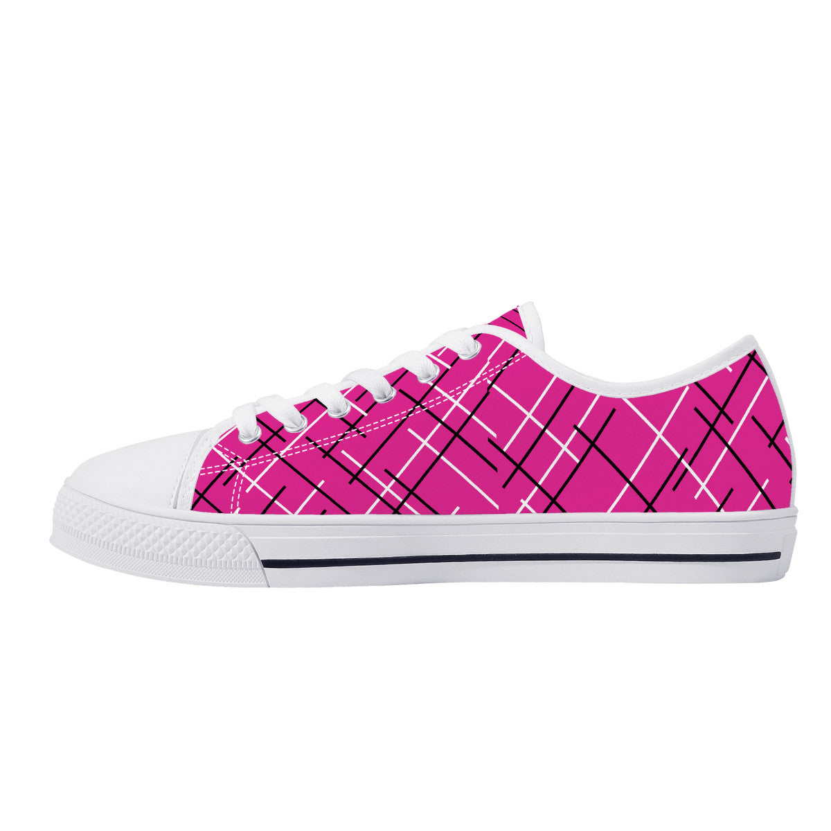 Unisex Low Top Canvas Shoes with Hot Pink Abstract Design