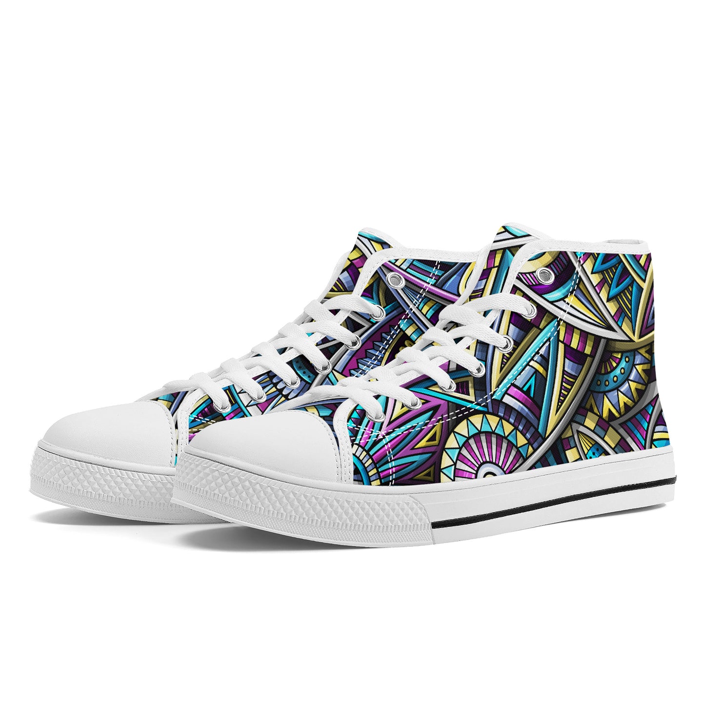 Tribal Colorful Abstract Converse Style High Tops