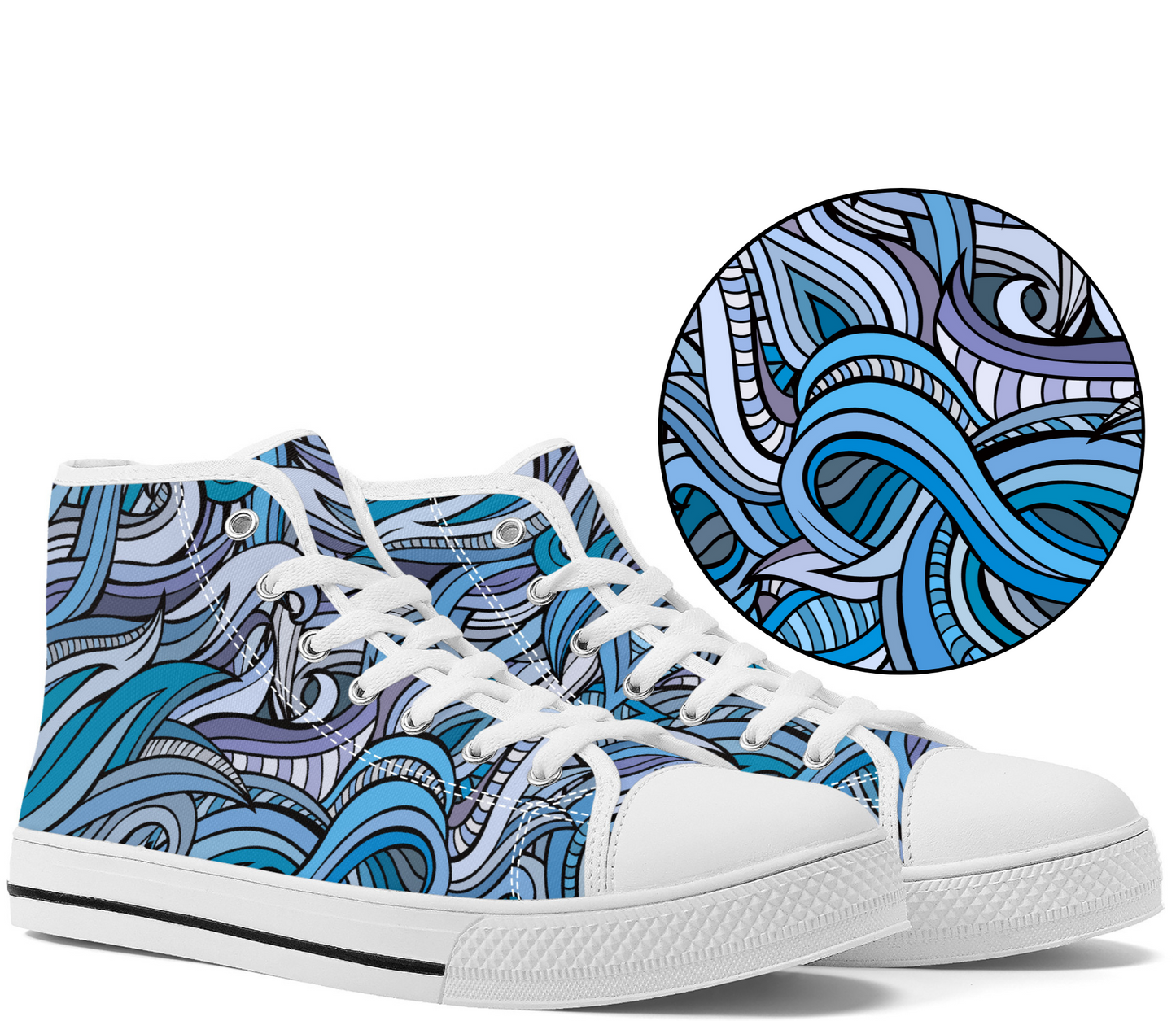 Blue Ocean Swirls Converse Style High Tops