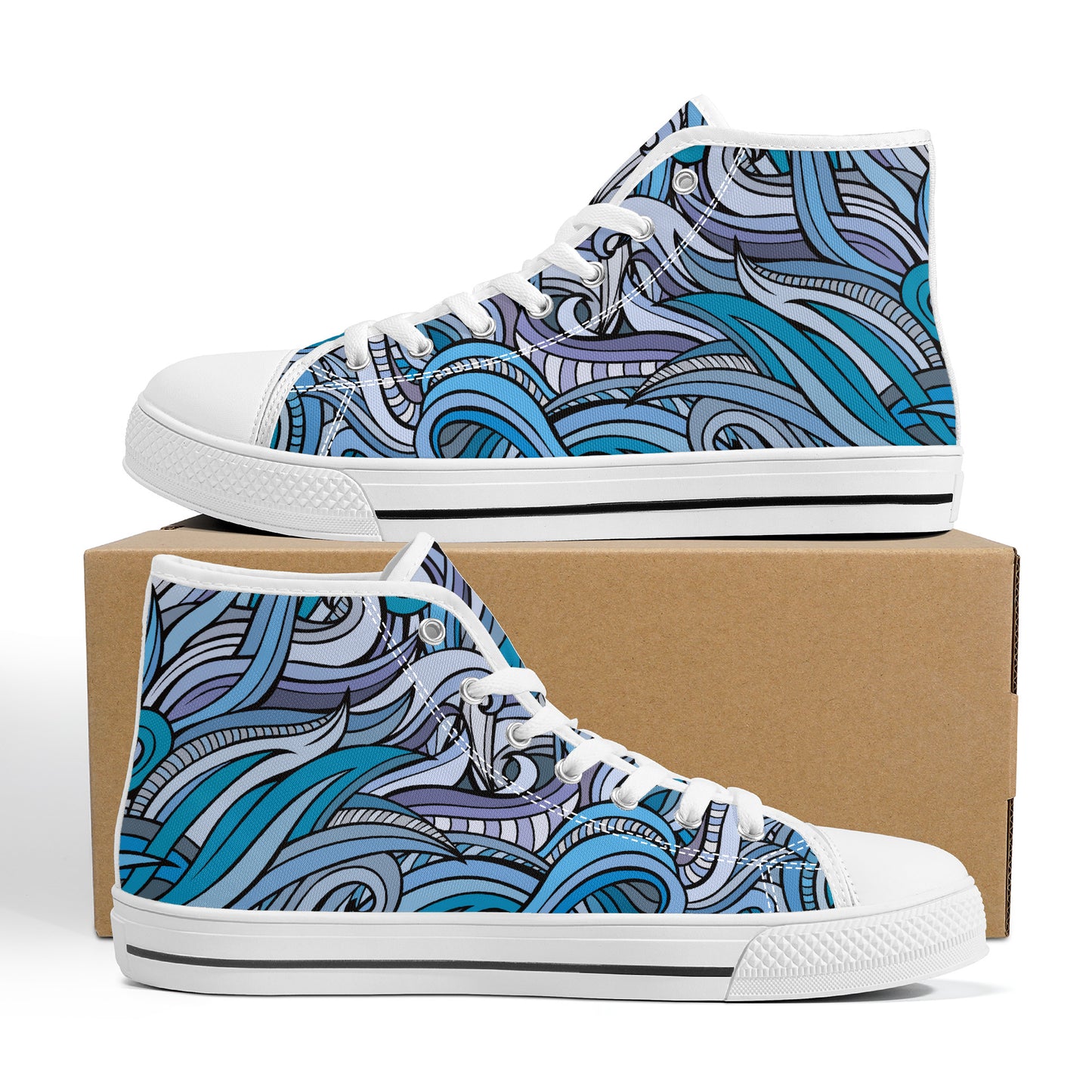 Blue Ocean Swirls Converse Style High Tops