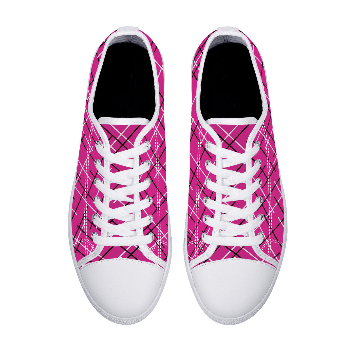 Unisex Low Top Canvas Shoes with Hot Pink Abstract Design