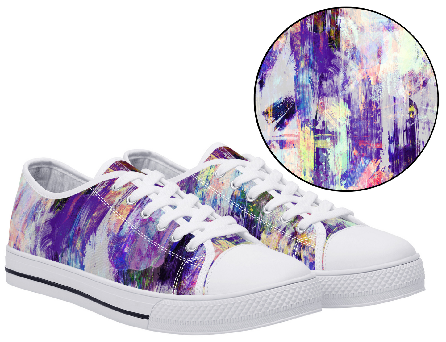 Purple Spring Abstract Print Canvas Sneakers