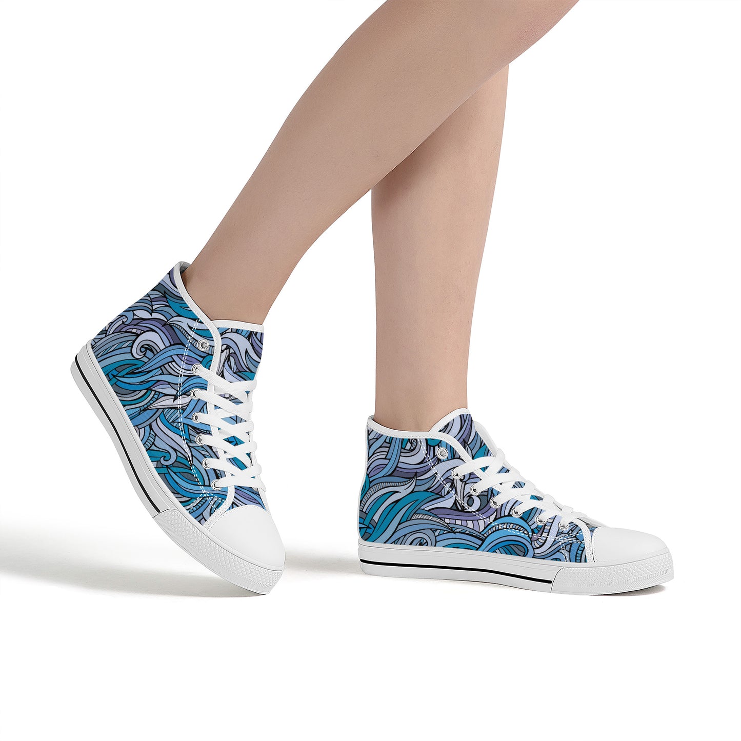 Blue Ocean Swirls Converse Style High Tops