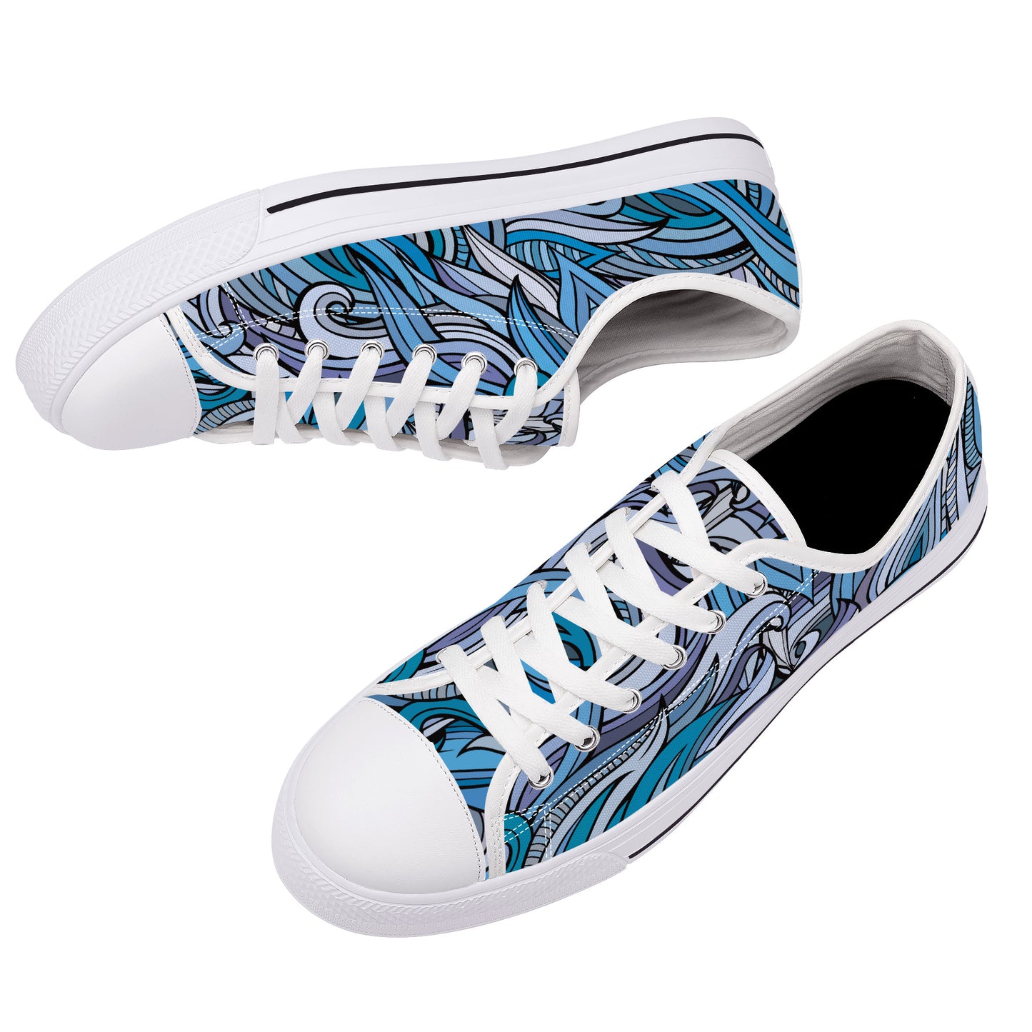 Blue Ocean Swirls Canvas Sneakers