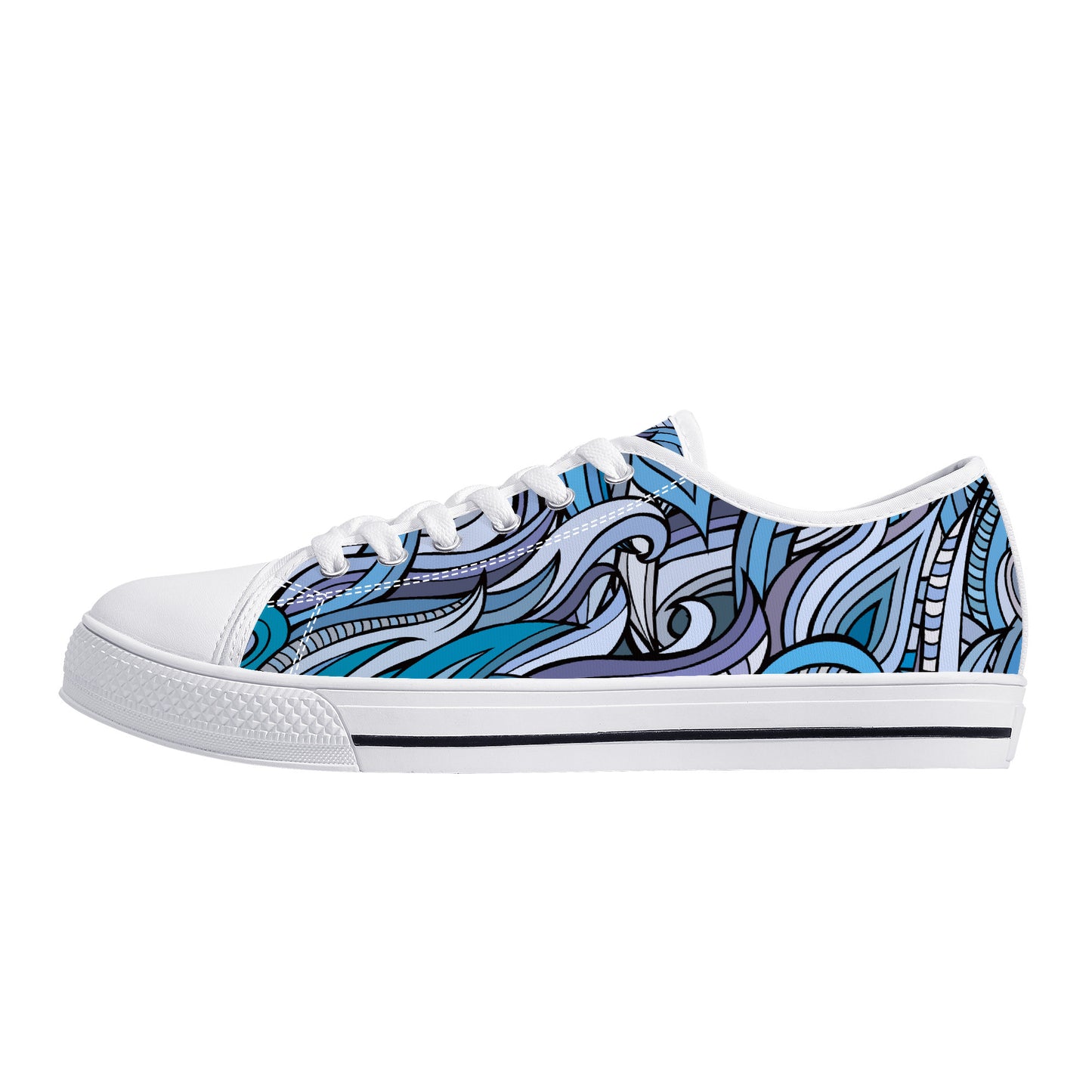 Blue Ocean Swirls Canvas Sneakers