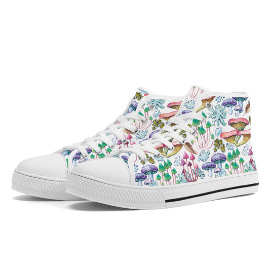 Psychedelic Mushroom Garden Converse Style High Tops