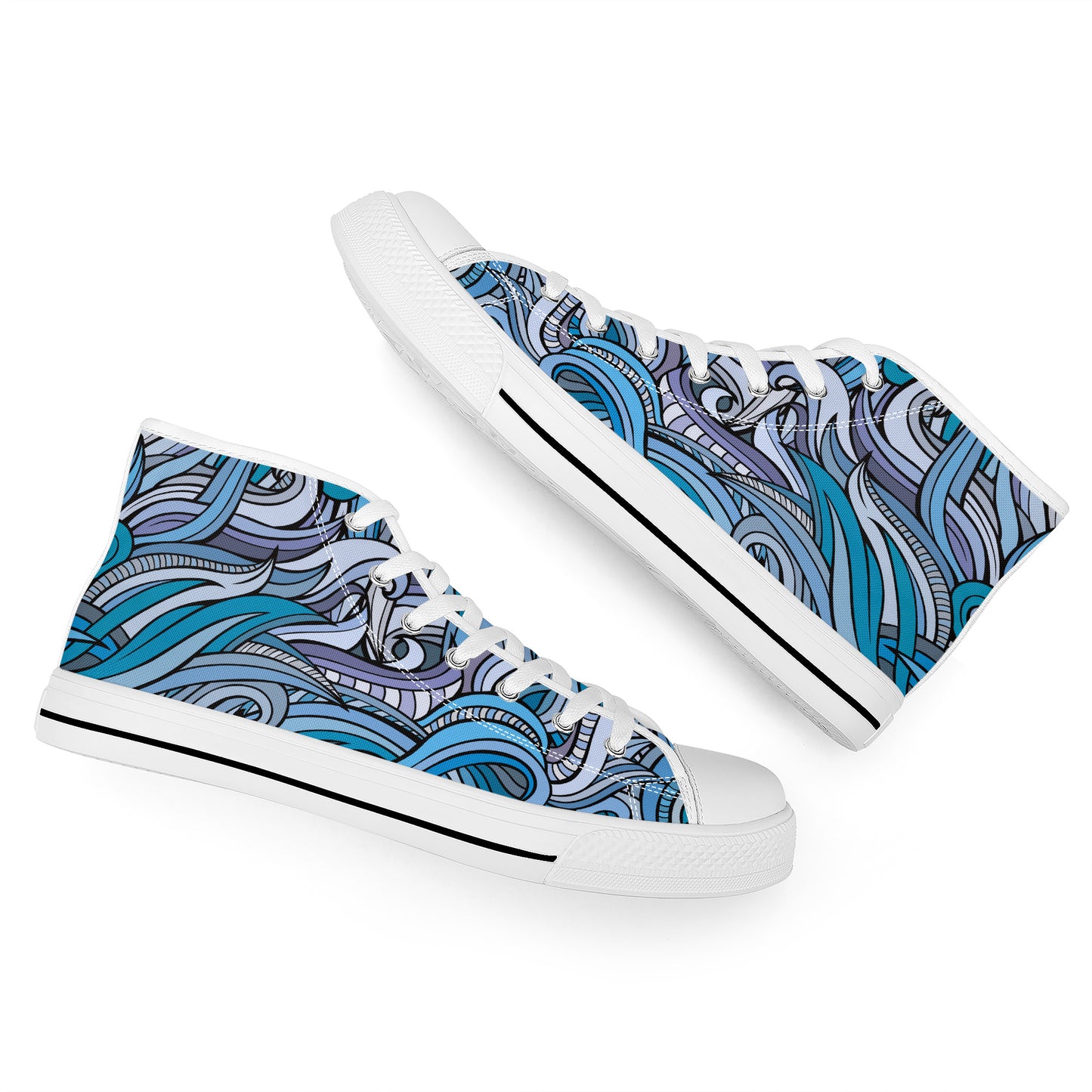 Blue Ocean Swirls Converse Style High Tops