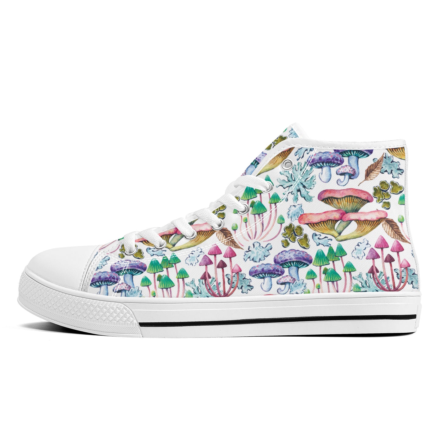 Psychedelic Mushroom Garden Converse Style High Tops