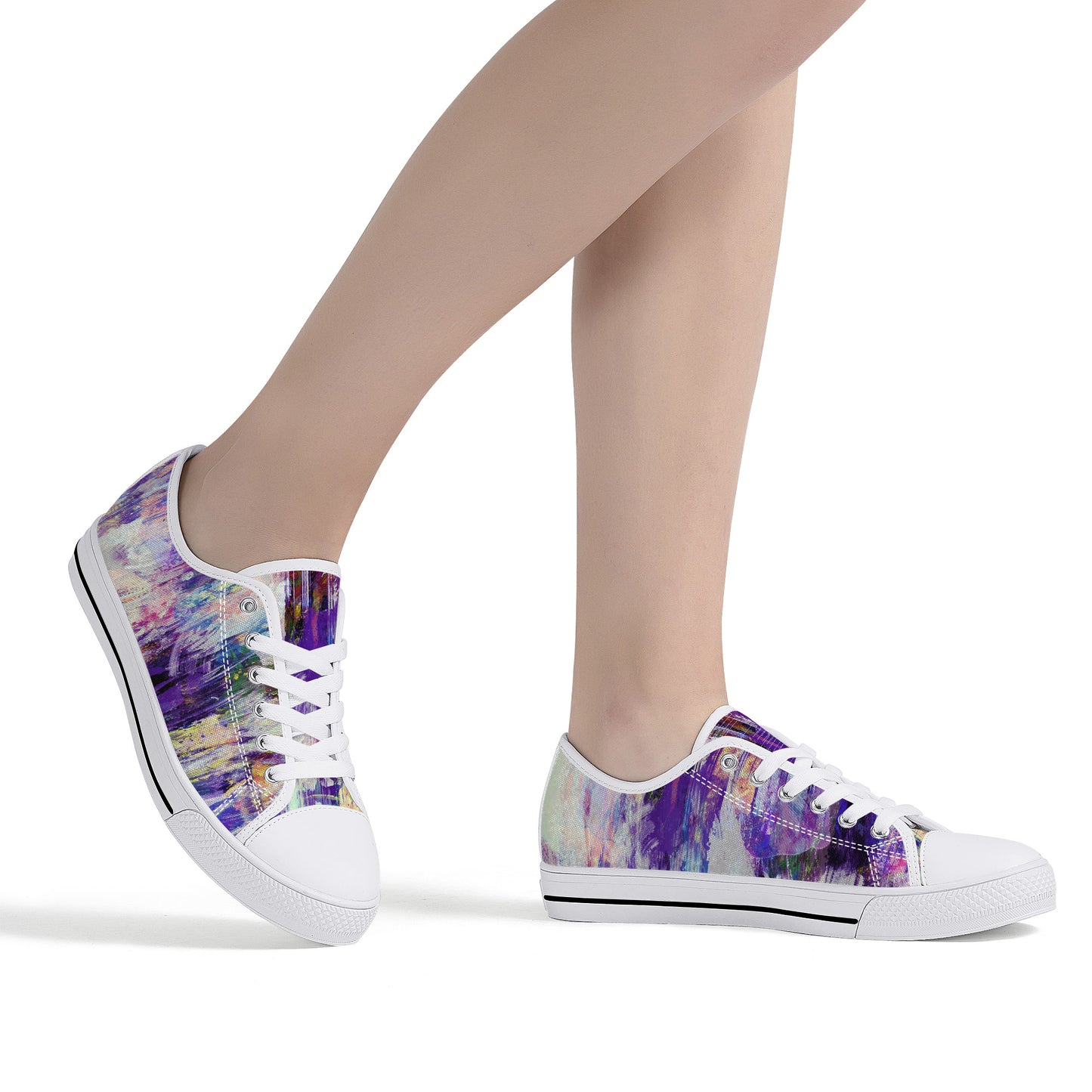 Purple Spring Abstract Print Canvas Sneakers