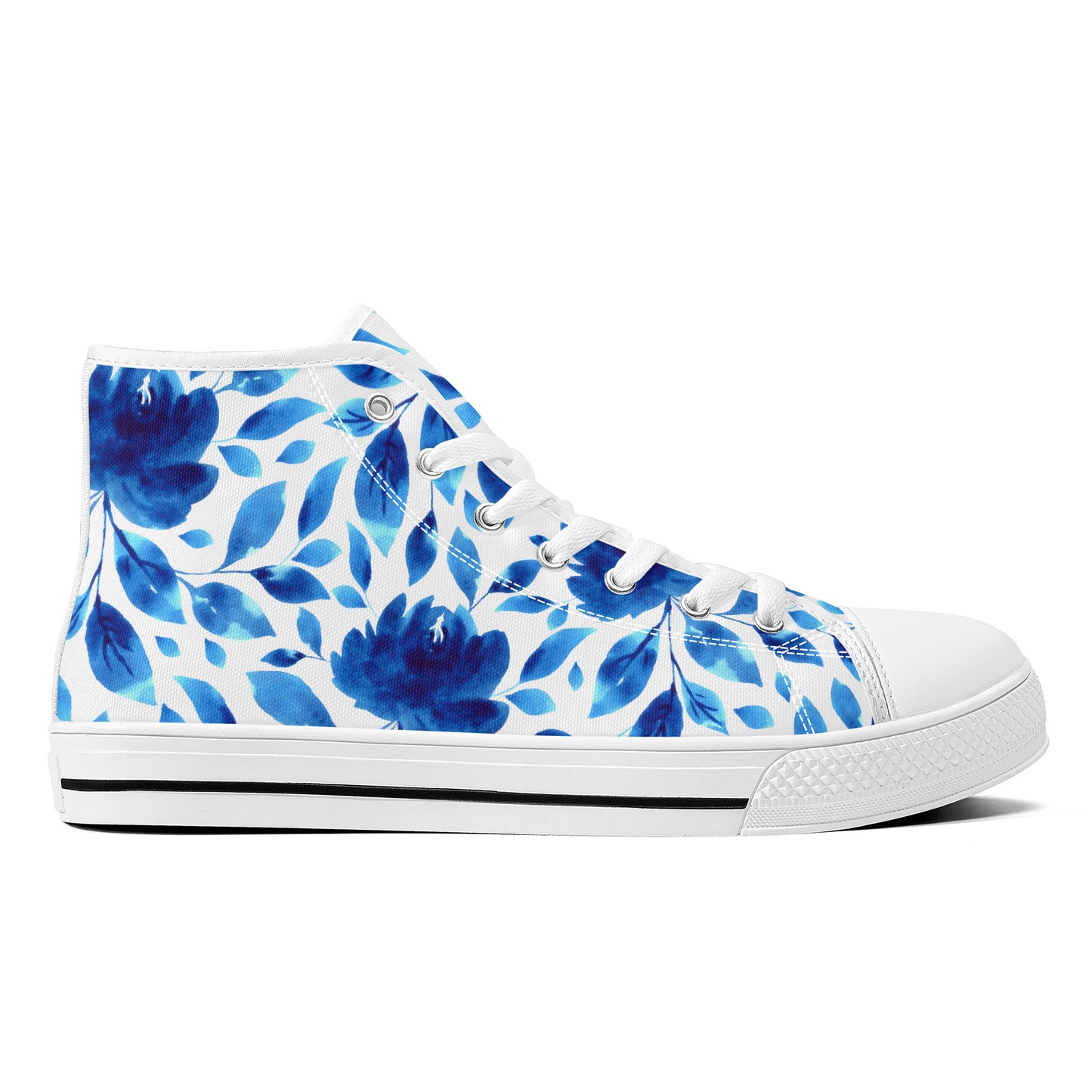 Springtime Blues Floral Converse Style High Tops