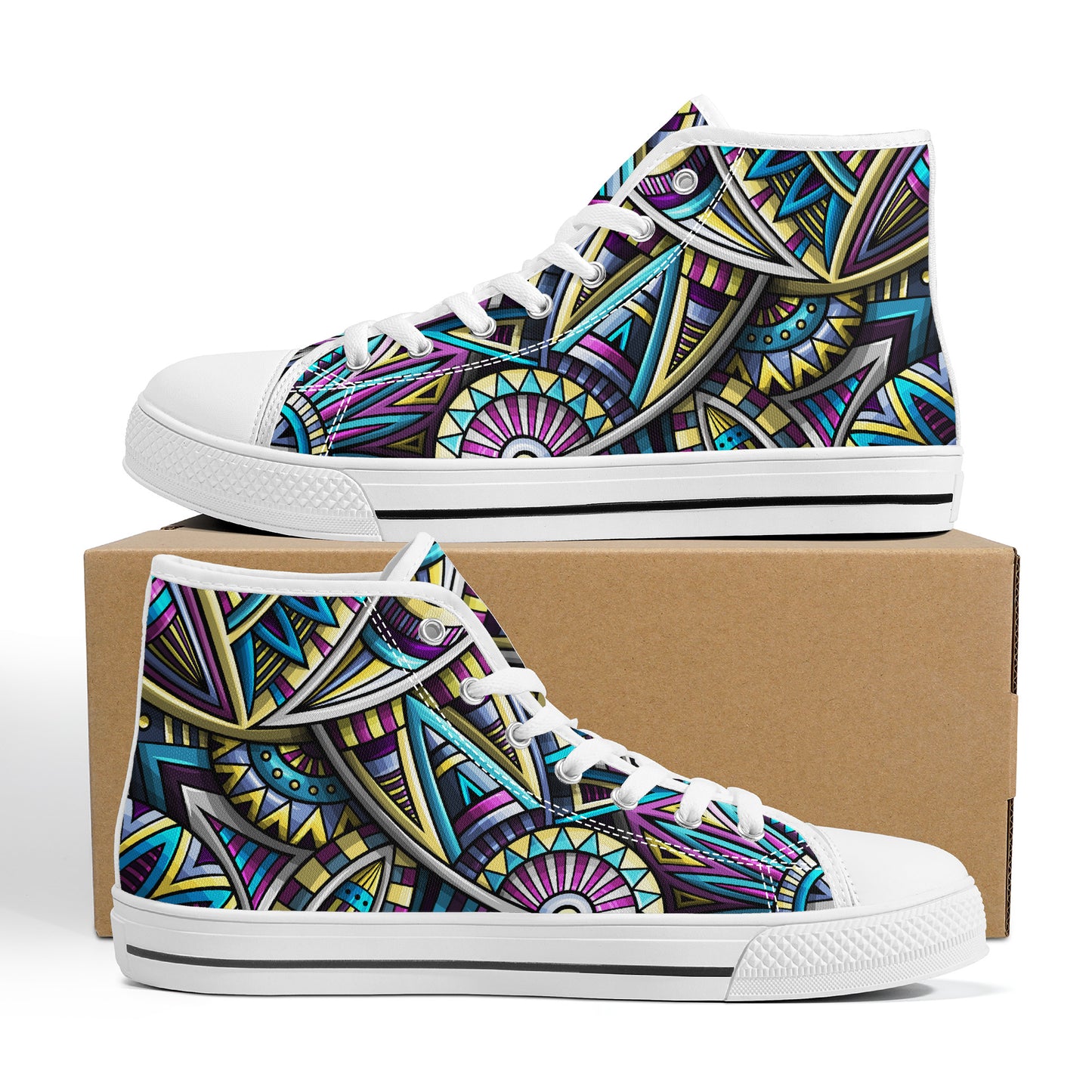 Tribal Colorful Abstract Converse Style High Tops